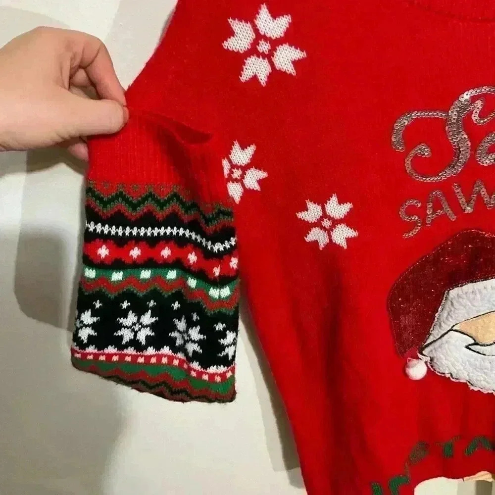 No Boundaries Christmas Sweater Size XXL Saying’ I Saw Your Insta Pic’ - Picture 7 of 10